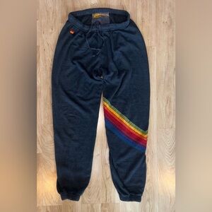 AVIATOR NATION Charcoal Joggers with Colorful Stripe